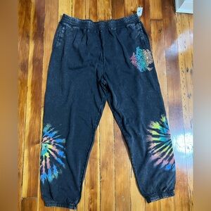 BNWT - UNISEX Coco Black and rainbow tie-dye sweatpants